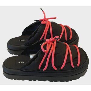 NEW UGG Spaceslider Tech Slide Platform Lug Sole Black Sandals Slippers